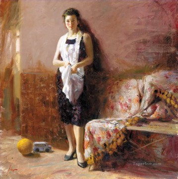 Impresionismo Painting - Pino Daeni de pie hermosa mujer dama